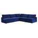 Commix Down Filled Overstuffed Performance Velvet 5-Piece Sectional Sofa - Navy - Style B - MOD12766