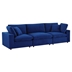 Commix Down Filled Overstuffed Performance Velvet 3-Seater Sofa - Navy