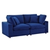 Commix Down Filled Overstuffed Performance Velvet Loveseat - Navy