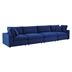 Commix Down Filled Overstuffed Performance Velvet 4-Seater Sofa - Navy