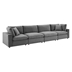 Commix Down Filled Overstuffed Performance Velvet 4-Seater Sofa - Gray