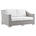 Conway Outdoor Patio Wicker Rattan Loveseat - Light Gray White