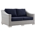 Conway Outdoor Patio Wicker Rattan Loveseat - Light Gray Navy