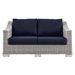 Conway Outdoor Patio Wicker Rattan Loveseat - Light Gray Navy - MOD12893