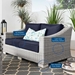 Conway Outdoor Patio Wicker Rattan Loveseat - Light Gray Navy - MOD12893