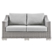 Conway Outdoor Patio Wicker Rattan Loveseat - Light Gray Gray - MOD12895