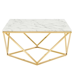 Vertex Gold Metal Stainless Steel Coffee Table - Gold White 