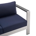 Shore Sunbrella® Fabric Aluminum Outdoor Patio Loveseat - Silver Navy - MOD12963