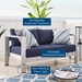 Shore Sunbrella® Fabric Aluminum Outdoor Patio Loveseat - Silver Navy - MOD12963