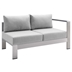 Shore Sunbrella® Fabric Aluminum Outdoor Patio Right-Arm Loveseat - Silver Gray