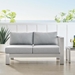 Shore Sunbrella® Fabric Aluminum Outdoor Patio Right-Arm Loveseat - Silver Gray - MOD12968