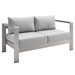 Shore Sunbrella® Fabric Aluminum Outdoor Patio Loveseat - Silver Gray - MOD12971