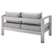 Shore Sunbrella® Fabric Aluminum Outdoor Patio Loveseat - Silver Gray - MOD12971