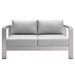 Shore Sunbrella® Fabric Aluminum Outdoor Patio Loveseat - Silver Gray - MOD12971