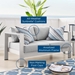 Shore Sunbrella® Fabric Aluminum Outdoor Patio Loveseat - Silver Gray - MOD12971