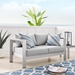 Shore Sunbrella® Fabric Aluminum Outdoor Patio Loveseat - Silver Gray - MOD12971