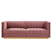 Sanguine Channel Tufted Performance Velvet Modular Sectional Sofa Loveseat - Dusty Rose - MOD13064