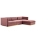 Sanguine Channel Tufted Performance Velvet 4-Piece Modular Sectional Sofa - Dusty Rose - MOD13124