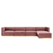 Sanguine Channel Tufted Performance Velvet 5-Piece Modular Sectional Sofa - Dusty Rose - MOD13152