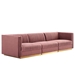 Sanguine Channel Tufted Performance Velvet 3-Seat Modular Sectional Sofa - Dusty Rose - MOD13167