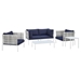 Harmony 5-Piece  Sunbrella® Basket Weave Outdoor Patio Aluminum Seating Set - Taupe Navy - MOD13334