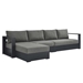 Tahoe Outdoor Patio Powder-Coated Aluminum 3-Piece Left-Facing Chaise Sectional Sofa Set - Gray Charcoal - MOD9313