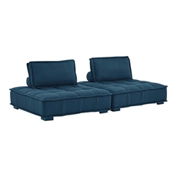 Saunter Tufted Fabric Fabric 2-Piece Loveseat - Azure 