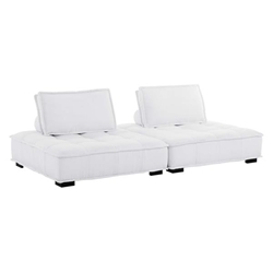 Saunter Tufted Fabric Fabric 2-Piece Loveseat - White 