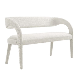 Pinnacle Boucle Fabric Accent Bench - Ivory 