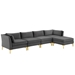 Ardent 5-Piece Performance Velvet Sectional Sofa - Gray Style A - MOD1083