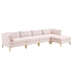 Ardent 5-Piece Performance Velvet Sectional Sofa - Pink Style A