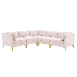 Ardent 5-Piece Performance Velvet Sectional Sofa - Pink Style B 