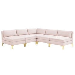 Ardent 5-Piece Performance Velvet Sectional Sofa - Pink Style C 
