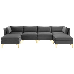 Ardent 6-Piece Performance Velvet Sectional Sofa - Gray Style A 