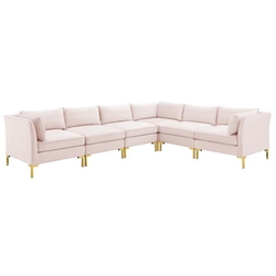 Ardent 6-Piece Performance Velvet Sectional Sofa - Pink Style B 