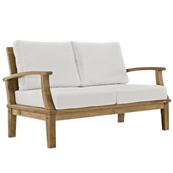 Marina Outdoor Patio Teak Loveseat - Natural White 