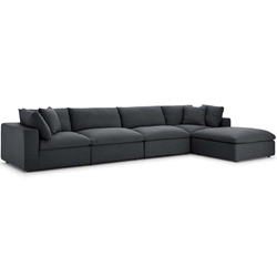 Commix Down Filled Overstuffed 5 Piece Sectional Sofa Set A - Gray 