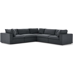 Commix Down Filled Overstuffed 5 Piece Sectional Sofa Set B - Gray 