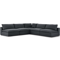 Commix Down Filled Overstuffed 5 Piece Sectional Sofa Set C - Gray 