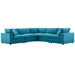 Commix Down Filled Overstuffed 5 Piece Sectional Sofa Set B - Teal - MOD1656