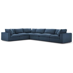 Commix Down Filled Overstuffed 6 Piece Sectional Sofa Set A - Azure 