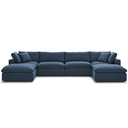 Commix Down Filled Overstuffed 6 Piece Sectional Sofa Set B - Azure 