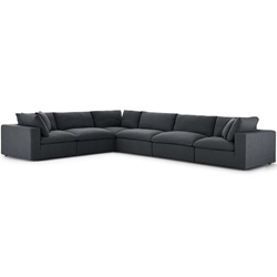 Commix Down Filled Overstuffed 6 Piece Sectional Sofa Set A - Gray 