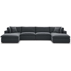 Commix Down Filled Overstuffed 6 Piece Sectional Sofa Set B - Gray 