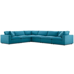 Commix Down Filled Overstuffed 6 Piece Sectional Sofa Set A - Teal 