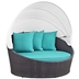 Convene Canopy Outdoor Patio Daybed - Espresso Turquoise Style B