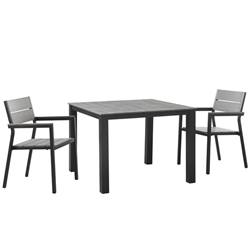 Maine 3 Piece Outdoor Patio Dining Set A - Brown Gray 