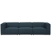 Mingle 3 Piece Upholstered Fabric Sectional Sofa Set - Blue - MOD3971