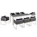 Stance 9 Piece Outdoor Patio Aluminum Dining Set - White Navy - MOD4591