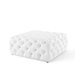 Amour Tufted Button Large Square Faux Leather Ottoman - White - MOD5738